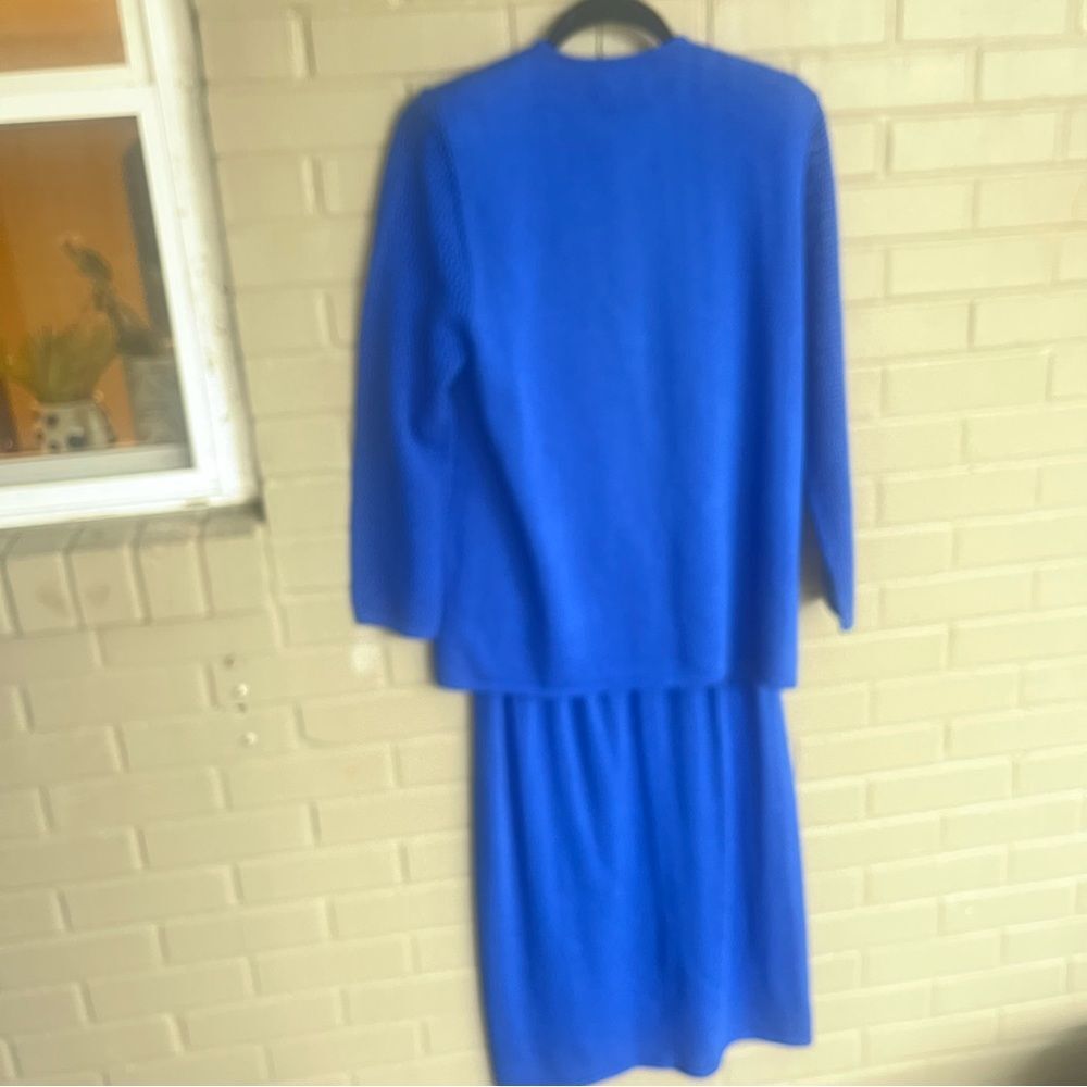 Vintage Blue Sweater Suit with Gold Heart Buttons 12 - Picture 7 of 11